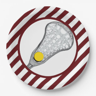 Girls Lacrosse Team Maroon Paper Plate