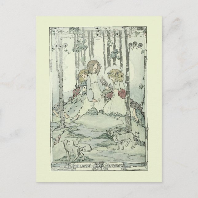 Girls & Lambs by Jessie Marion King Postcard (Front)