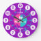 Girls learn to tell time pink aqua name clock