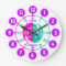 Girls learn to tell time pink purple aqua clock