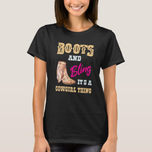 Girls Leopard Boots Bling Its A Cowgirl Thing Cute T-Shirt