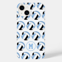 girls light blue black volleyballs pattern 