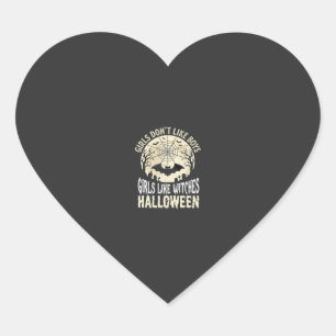 Girls Like Witches Halloween Bat Design_1 Heart Sticker