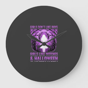 Girls Like Witches Halloween Design Large Clock
