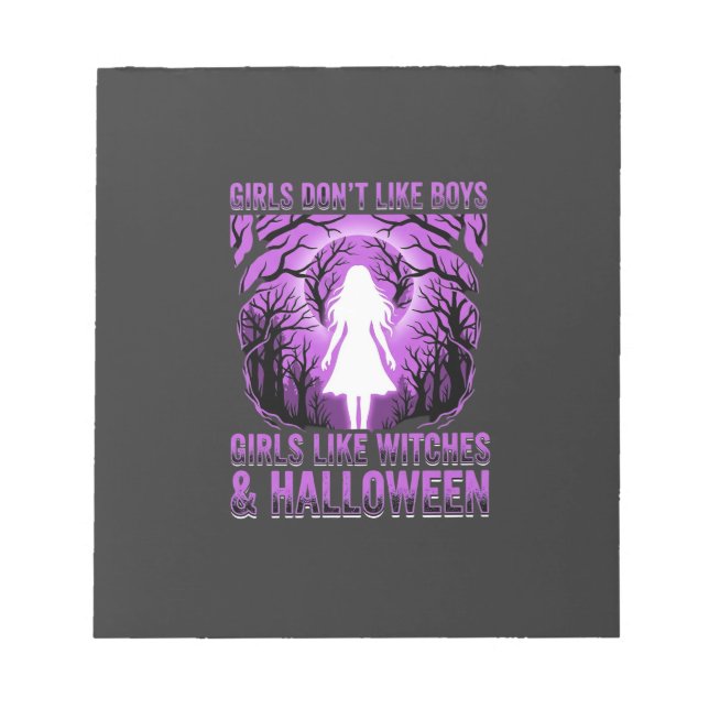 Girls Like Witches Halloween Design Notepad (Front)