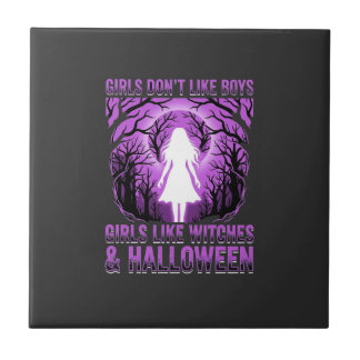 Girls Like Witches Halloween Design Tile
