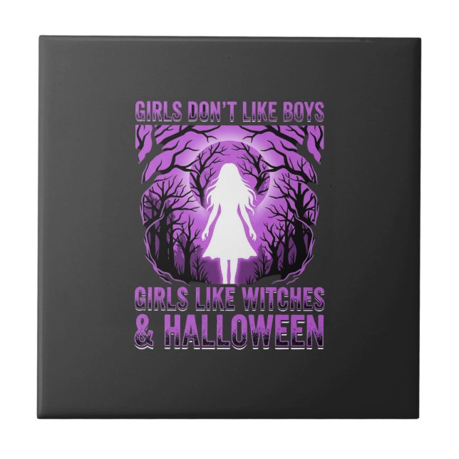 Girls Like Witches Halloween Design Tile (Front)