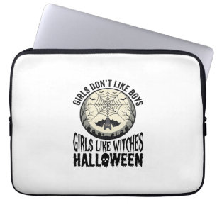 Girls Like Witches Halloween Vintage Vector Design Laptop Sleeve