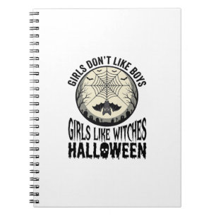 Girls Like Witches Halloween Vintage Vector Design Notebook