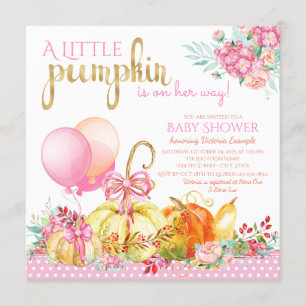 Girls Little Pumpkin Baby Shower Invitations