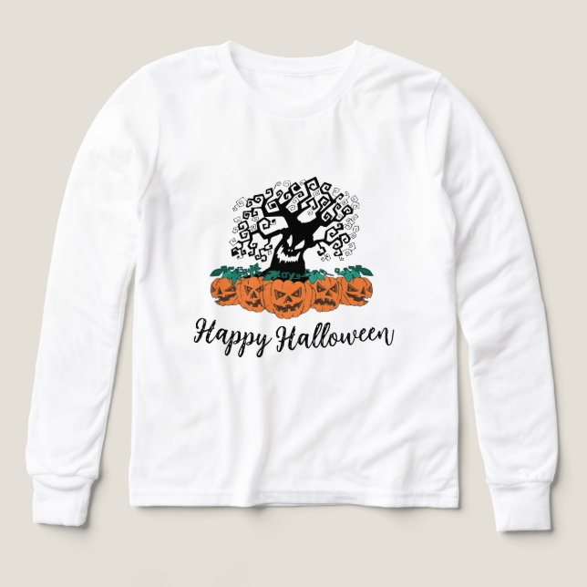 Girls' Long-Sleeved Shirt for Halloween  (Design Front)