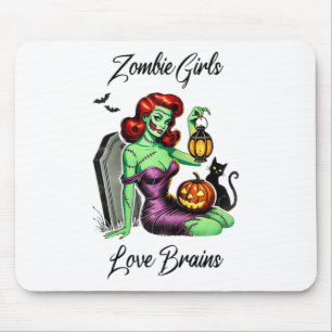 Girls Love Brains Retro Vintage Pin-up Nerd Hallow Mouse Pad