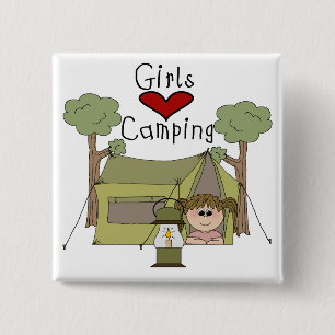 Girls Love Camping 15 Cm Square Badge