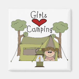Girls Love Camping Magnet