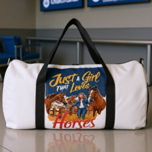 Girl's Love For Horses Unbridled Duffle Bag