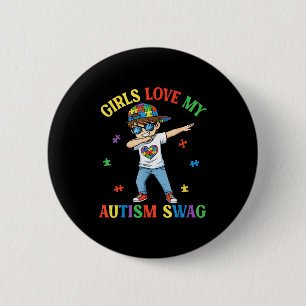 Girls Love My Autism Swag Dabbing Boy Puzzle Piece 6 Cm Round Badge