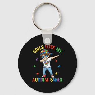 Girls Love My Autism Swag Dabbing Boy Puzzle Piece Key Ring