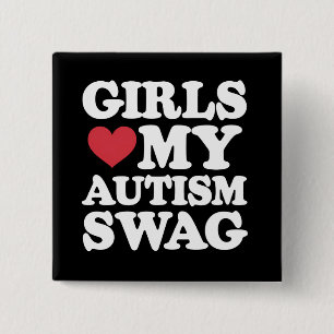 Girls Love My Autism Swag Funny Awareness 15 Cm Square Badge