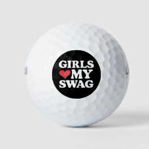 Girls Love My Swag Heart Valentine's Day Golf Balls