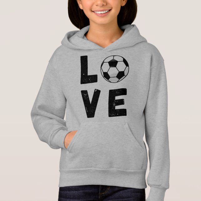 Girls Love Soccer Player Cute Sports Hoodie (Front)