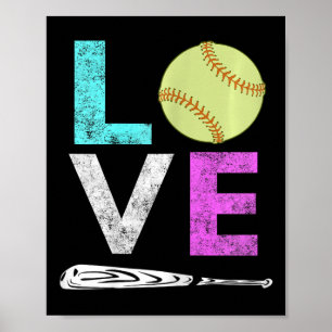 Girls Love Softll Best Fun Birthday Gift Poster