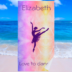 Girls "Love to Dance" Ballerina Beach Towel