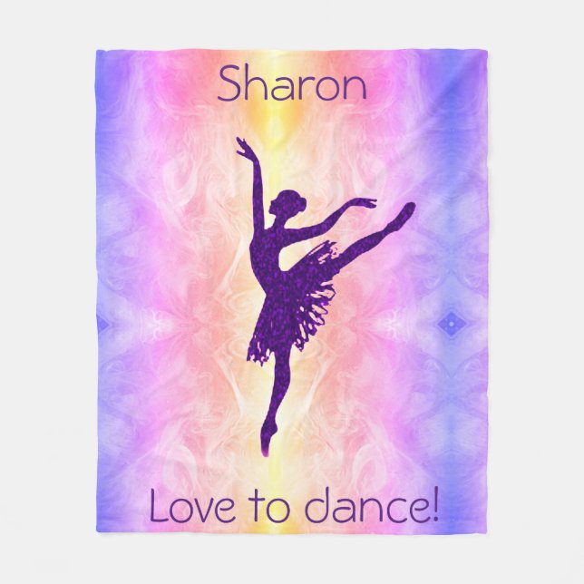 Girls Love to Dance Ballerina Personalised Fleece Blanket (Front)