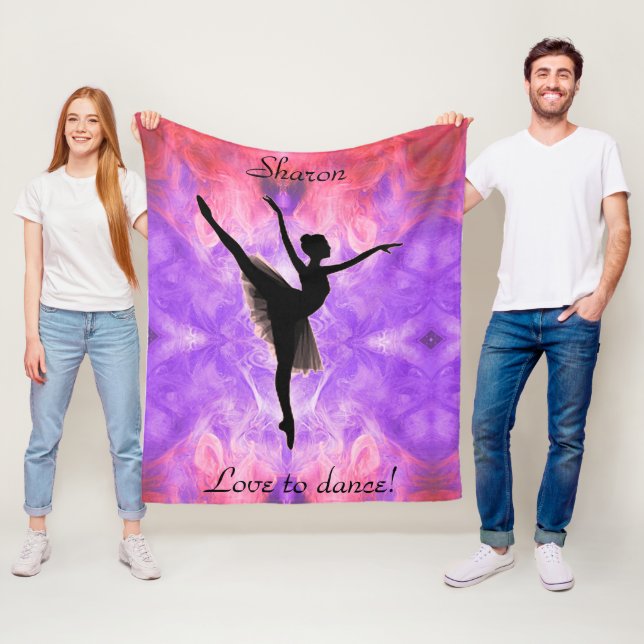 Girls Love to Dance Ballerina Personalised Fleece Blanket (In Situ)