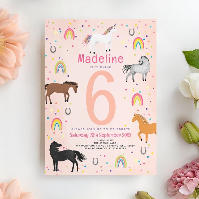 Girls Magical Cute Pastel Pink Unicorn Birthday Invitation (Creator Uploaded)