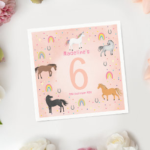 Girls Magical Girly Pink Unicorn Kids Birthday Napkin