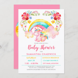 Girls Magical Unicorn Baby Shower Invitation