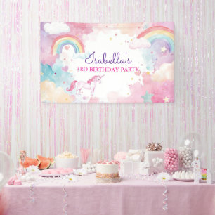 Girls Magical Unicorn Rainbow Birthday Party Banner