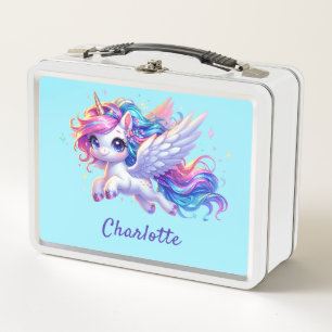 Girls Magical Unicorn Rainbow Kids Personalized  Metal Lunch Box