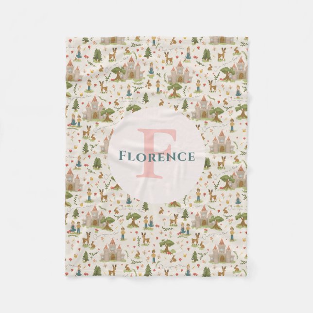 Girls Magical Whimsical Pink Fairytale Story Kids Fleece Blanket (Front)