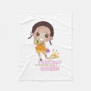 Girls MELANIN Princess In Training To Be Queen Fleece Blanket