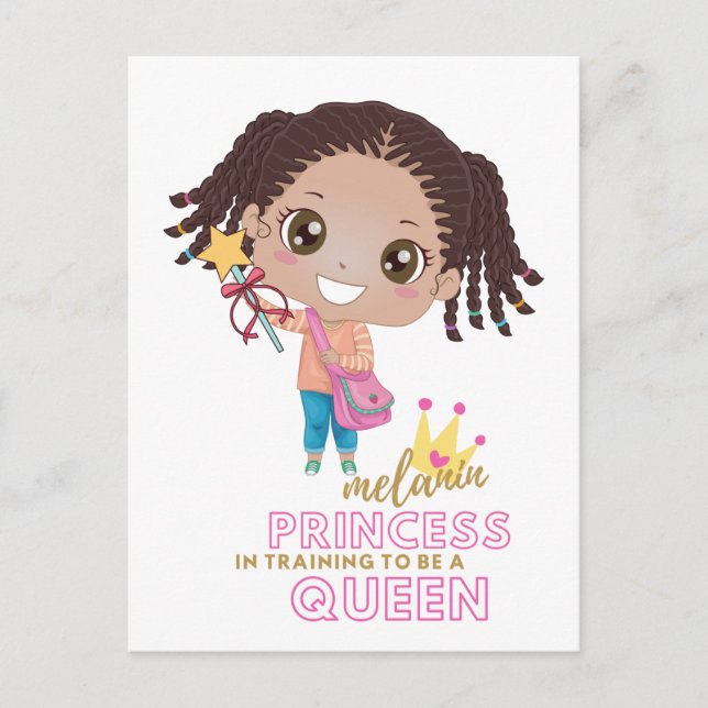 Girls MELANIN Princess Training To Be Queen Cute Postcard (Front)