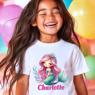 Girls Mermaid custom name birthday T-Shirt