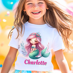 Girls Mermaid custom name  T-Shirt