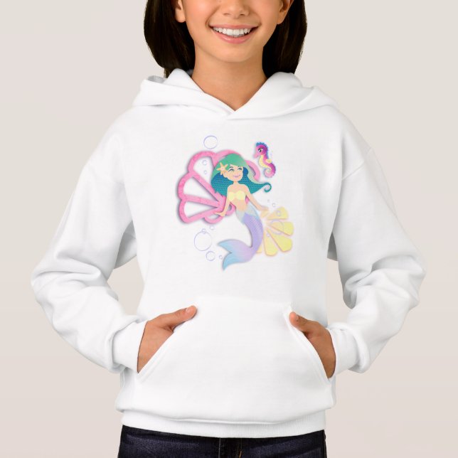 Girls Mermaid Hoodie Youth X-Small to Large (Front)
