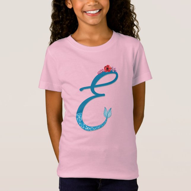 Girls Mermaid Letter E Shirt (Front)