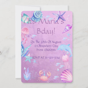 GIRLS MERMAID SEA THEME, PARTY DIGITAL INVITATION