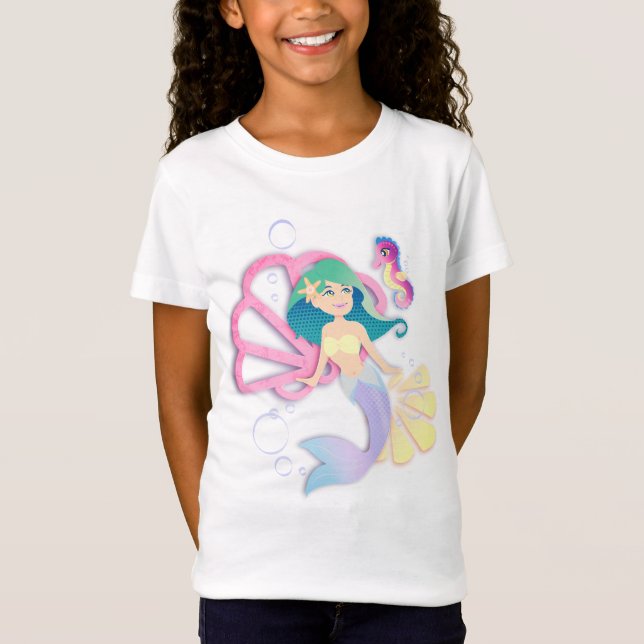Girls Mermaid T-Shirt Youth X-Small to Large (Front)