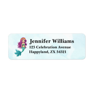 Girls Mermaid Under the Sea Birthday Return Addres