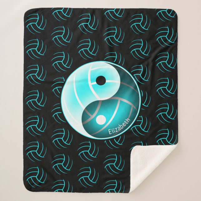 girls minimal w yin yang volleyball room decor sherpa blanket (Front)