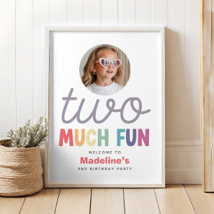 Girls Minimalist Rainbow 2nd Birthday Welcome Poster