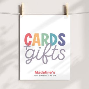 Girls Minimalist Rainbow Cards and Gifts Birthday Poster