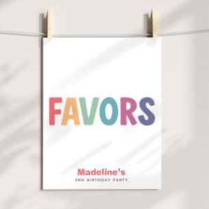 Girls Minimalist Rainbow Favors Birthday Sign