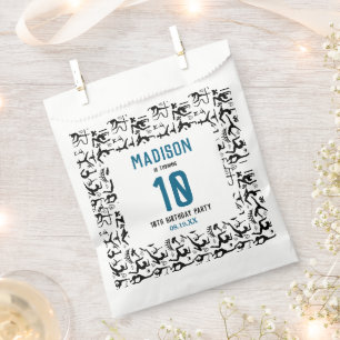 Girls Modern Black Gymnastics Kids 10th Birthday Favour Bags