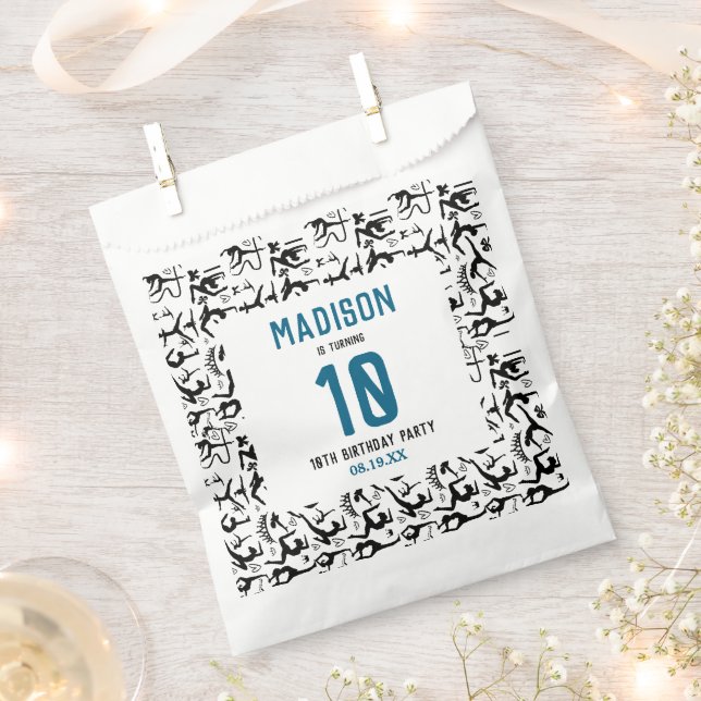 Girls Modern Black Gymnastics Kids 10th Birthday Favour Bags (Clipped)