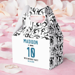 Girls Modern Black Gymnastics Kids 10th Birthday Favour Box